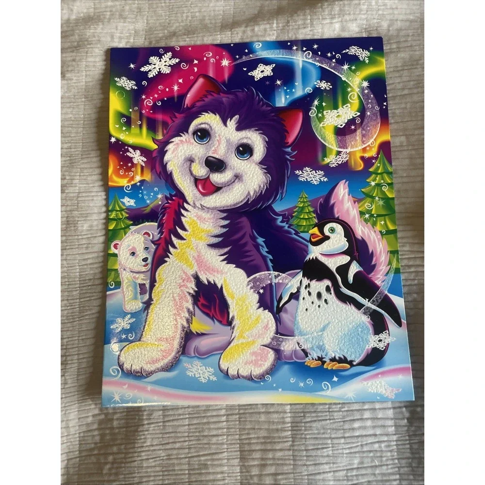 Lisa Frank Tikanni Husky Glitter School pocket Folder year 2010 Cardboard